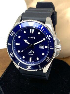 Casio Men's Watch MDV106B-2 Quartz Silver Black Blue Diver 44mm Resin Band 2784